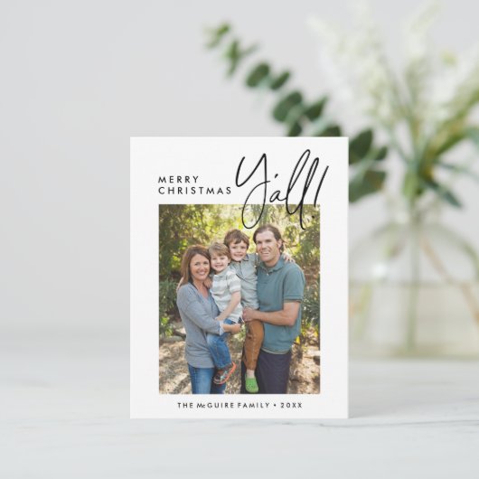 Frohe Weihnachten Y'all Holiday Foto Card (Stehend Vorderseite)