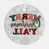 Frohe Weihnachten Y'All Karierter Text Ornament Aus Glas (Rückseite)