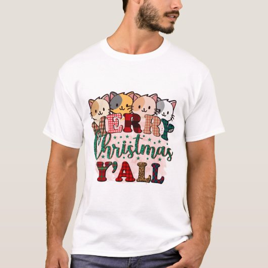 Frohe Weihnachten Y'All Kittens T-Shirt (Vorderseite)