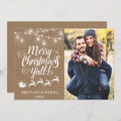 Frohe Weihnachten Y'all Lights Burlap Couple Foto (Vorne/Hinten)