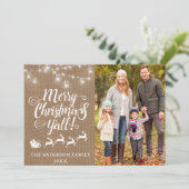 Frohe Weihnachten Y'all Lights Burlap Family Foto (Stehend Vorderseite)