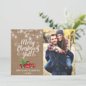 Frohe Weihnachten Y'all Lights Burlap Truck Foto (Stehend Vorderseite)