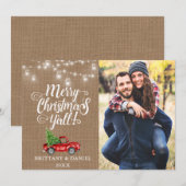 Frohe Weihnachten Y'all Lights Burlap Truck Foto (Vorne/Hinten)