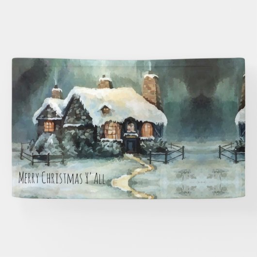 Frohe Weihnachten Y'All Marvelous Winter Night Banner (Horizontal)
