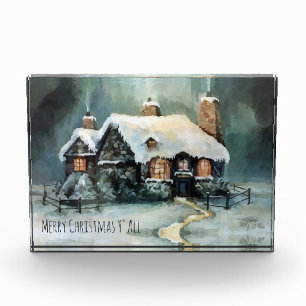 Frohe Weihnachten Y'All Marvelous Winter Night Fotoblock