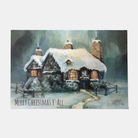 Frohe Weihnachten Y'All Marvelous Winter Night Fußmatte (Vorderseite)