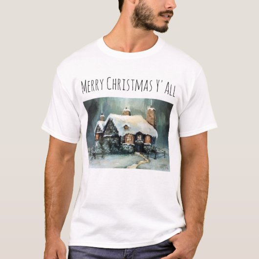 Frohe Weihnachten Y'All Marvelous Winter Night T-Shirt (Vorderseite)
