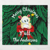 Frohe Weihnachten Ya'll mit Possum Bierflaschenetikett (Einzelnes Label)