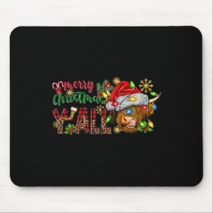 Frohe Weihnachten Y'all Niedliche Hochland-Kuh Wei Mousepad