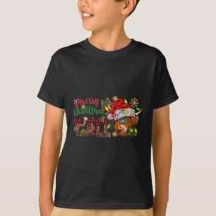 Frohe Weihnachten Y'all Niedliche Hochland-Kuh Wei T-Shirt