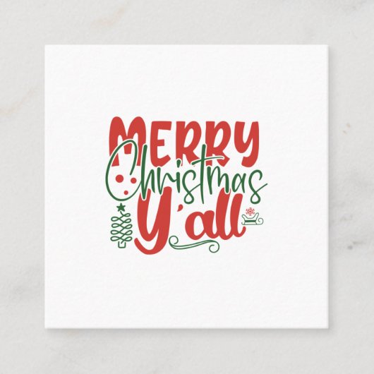 Frohe Weihnachten Y'all Quadratische Visitenkarte (Vorderseite)