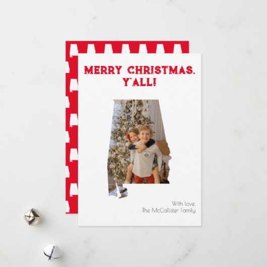 Frohe Weihnachten Y'all Red Alabama Staat Foto (Vorderseite/Rückseite Beispiel)