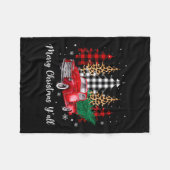 Frohe Weihnachten Y'all Red Truck Weihnachten Fami Fleecedecke (Vorderseite (Horizontal))