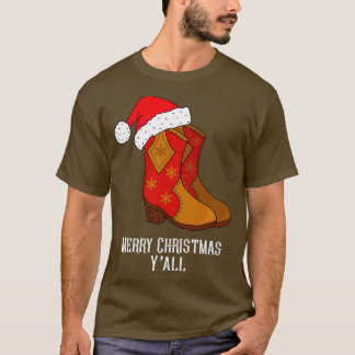 Frohe Weihnachten Yall Red Western Cowboy Boots T-Shirt