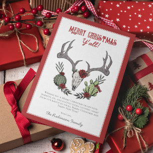 Frohe Weihnachten Y'All Rentier Skull and Cactus