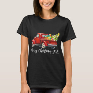 Frohe Weihnachten Y'all Retro Red Truck Weihnachte T-Shirt