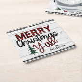 Frohe Weihnachten Y'all Rustikale Karierte Bäume N Rechteckiger Pappuntersetzer (angewinkelt)