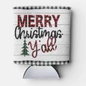 Frohe Weihnachten Y'all Rustikale Karierte Bäume U Dosenkühler (Vorderseite)