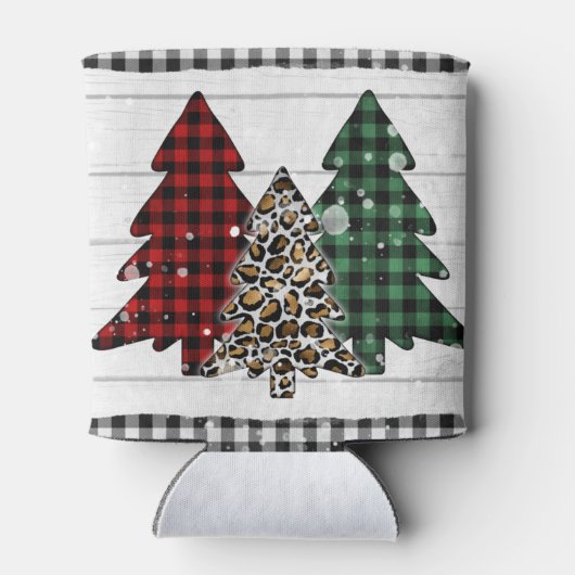 Frohe Weihnachten Y'all Rustikale Karierte Bäume U Dosenkühler (Rückseite)