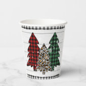 Frohe Weihnachten Y'all Rustikale Karierte Bäume U Pappbecher (Rückseite)