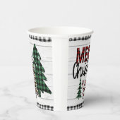 Frohe Weihnachten Y'all Rustikale Karierte Bäume U Pappbecher (Rechts)