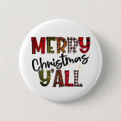 Frohe Weihnachten Y'all Tartan Leopard Print Moder Button (Vorderseite)