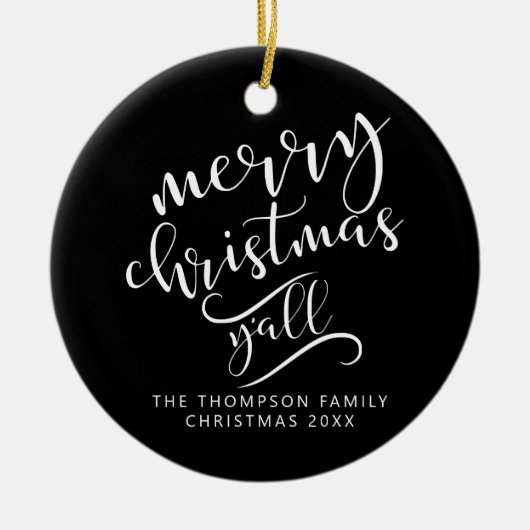 Frohe Weihnachten Y'all Texas Holiday Foto Keramik Ornament (Vorne)