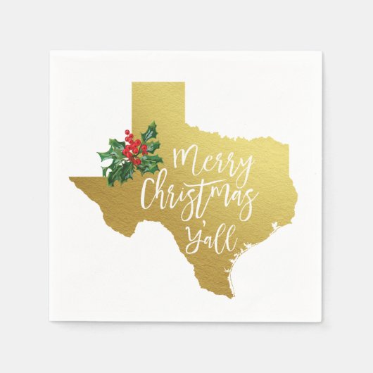 Frohe Weihnachten Y'all Texas Staat Napkins Serviette (Vorderseite)
