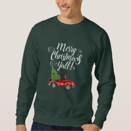 Frohe Weihnachten Y'all Vintag Red Truck Green Sweatshirt
