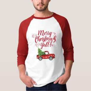 Frohe Weihnachten Y'all Vintag Red Truck T-Shirt