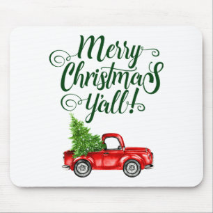 Frohe Weihnachten Yall Vintage LKW Weiß Grün Mousepad