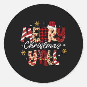 Frohe Weihnachten Y'all Weihnachten Weihnachten Mä Runder Aufkleber