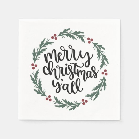 Frohe Weihnachten Y'all Weihnachtsbuch Napkin Serviette (Vorderseite)