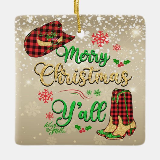 Frohe Weihnachten Y'all Weihnachtsschmuck (Vorderseite)