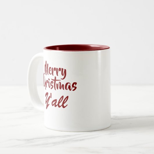 Frohe Weihnachten Y'all Zweifarbige Tasse (Vorderseite Links)