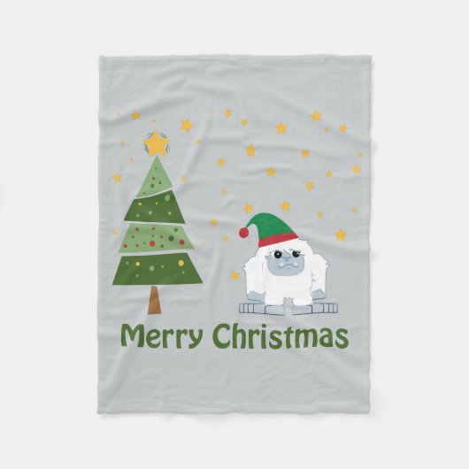 Frohe Weihnachten Yeti Fleecedecke (Vorderseite)