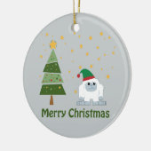 Frohe Weihnachten Yeti Keramik Ornament (Links)