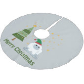 Frohe Weihnachten Yeti Polyester Weihnachtsbaumdecke (Schrägansicht)