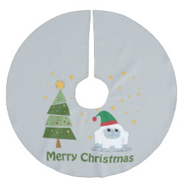 Frohe Weihnachten Yeti Polyester Weihnachtsbaumdecke