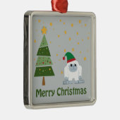 Frohe Weihnachten Yeti Silbernes Ornament (Rechts)