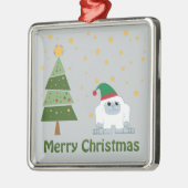 Frohe Weihnachten Yeti Silbernes Ornament (Links)