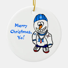 Frohe Weihnachten, Yo! Hip-Hop-Rapper-Schneemann Keramikornament