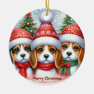 Frohe Weihnachten Yorki Keramik Ornament