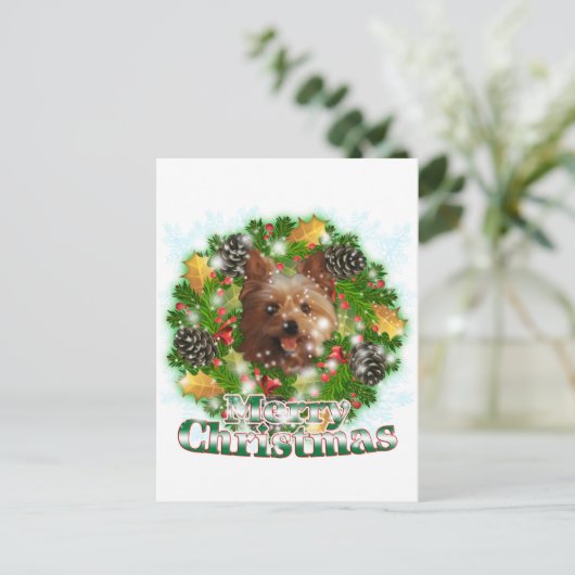 Frohe Weihnachten Yorkie (Stehend Vorderseite)