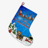 Frohe Weihnachten Yorkie Großer Weihnachtsstrumpf (Vorderansicht (hängend))