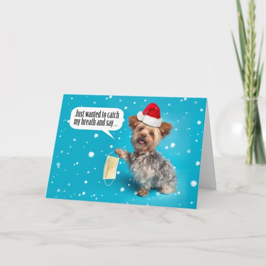 Frohe Weihnachten Yorkie Hund in der Weihnachtsman (Vorderseite)