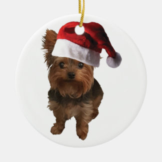 Frohe Weihnachten Yorkie Keramik Ornament