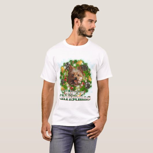Frohe Weihnachten Yorkie T-Shirt (Vorne ganz)