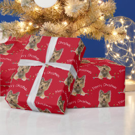Frohe Weihnachten Yorkshire Terrier auf Red Geschenkpapier