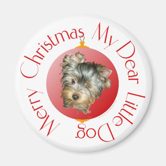 Frohe Weihnachten Yorkshire Terrier Magnet (Vorne)